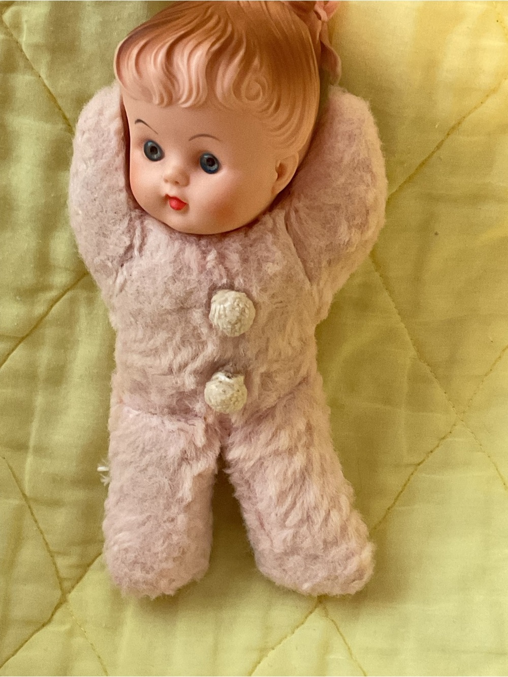 VTG. 1960 DOUGLAS CUDDLE TOY DOLL RUBBER FACE PLUSH BODY 10”